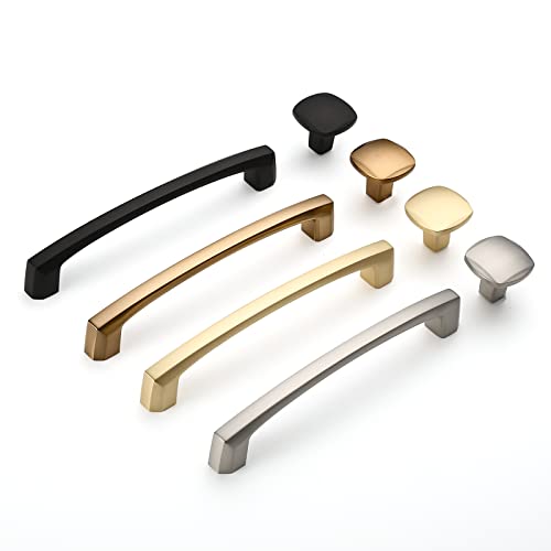 Image of 10 Pack 1 Inch Square Brushed Gold Cabinet Knobs for Cabinets & Dressers