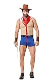 Sipumia Mens Cosplay Blue Yellow Cowboy Boy Sexy Lingerie Set Role Play Bar Adult Fun Uniform Night Club Party Costume Outfit M
