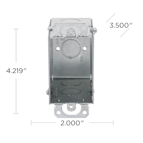 Image of RACO 8590 3-1 /2-Inch Deep Switch Electrical Box, Gangable with Plaster Ears and (8) 1 /2-Inch Knockouts, 3-Inch x 2-Inch