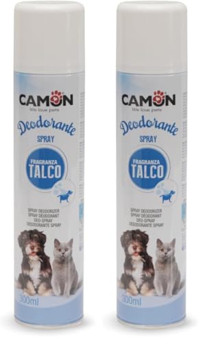 CAMON | Deodorante Spray al Talco per Cani e Gatti, 300ml, Elimina Cattivi Odori, Facile Applicazione (Confezione da 2)