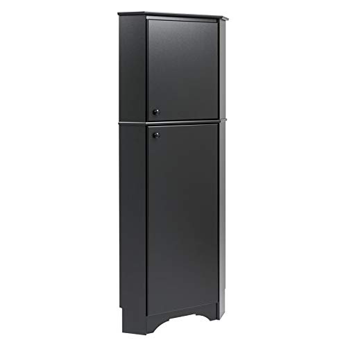 Prepac Elite Corner Storage Cabinet, Tall 2-Door, Black #TOP16