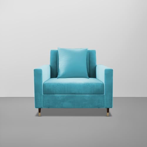 Image of Casaliving Garcia 1 Seater Sofa Set for Living Room (Turquise Colour) Premium Fabric Sofa