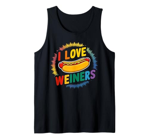 I Love Weiner's LGBT Pride Rainbow Hot Dog Lovers Gay Lesbian Tank Top