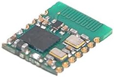 Angled top view of the NRF51822 Bluetooth module, highlighting the integrated antenna and surface-mount components.