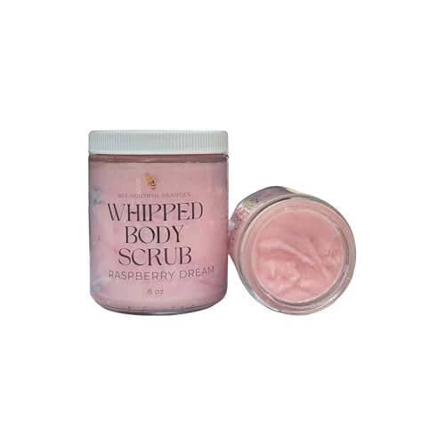 Bee-Youtiful Beauties Raspberry Dream Whipped Body Scrub | All-Natural Ingredients Gently Exfoliates to Reveal Healthy Skin | Raspberry Body Scrub for All Skin Types - 2 OZ