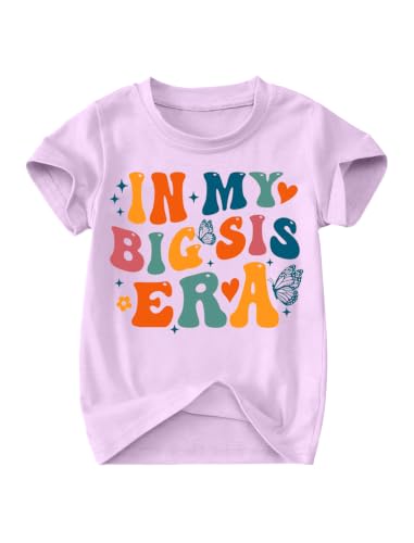 Image of Toddler Big Sister Tee in My Big Sis Era Graphic T-Shirt Big Sis Announcement Crewneck Shirts Sibling Reveal Tops