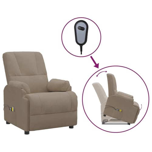 Gecheer Massagesessel mit Aufstehhilfe Taupe Wildleder-Optik, Relaxsessel Fernsehsessel Lesesessel für Wohnzimmer Schlafzimmer Leseecke Gästezimmer3093184 – Bild 3