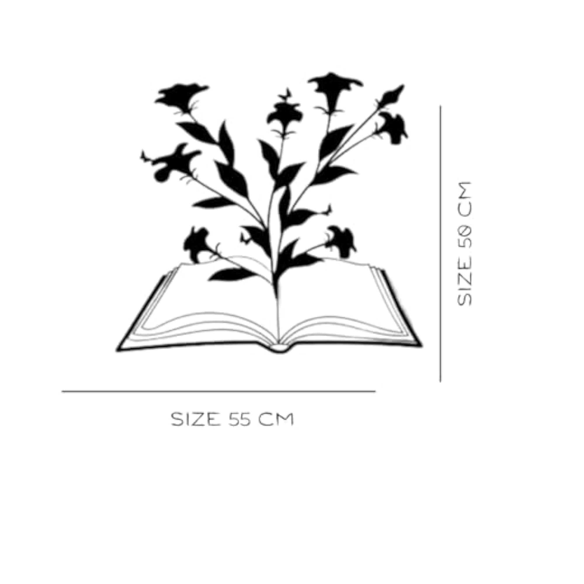 Blooming Book Metal Wall Art Minimalist Line Art