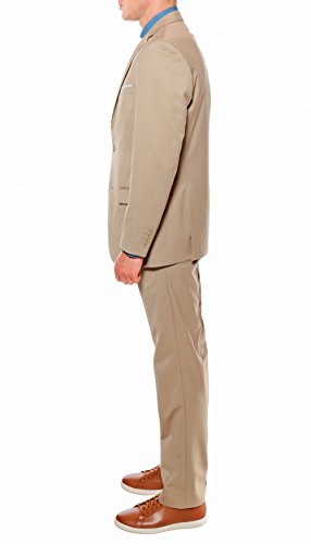 Ferrecci Men's Savannah Collection Tan Slim Fit 3 Piece Suit Jacket With Vest And Trousers - 36S #TOP2