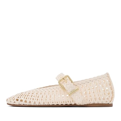 Crochet Shoes for Women Comfortable Ballet Flats with Breathable Embroidery Thread Round Toe Pull-On Design Fashionable Footwear