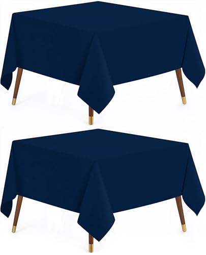 Utopia Kitchen Rectangle Table Cloth 2 Pack(54x54 Inches, Navy Blue), Tablecloth Machine Washable, Polyester Table Cover for Dining, Buffet Parties, Picnics, Events, Weddings and Restaurants