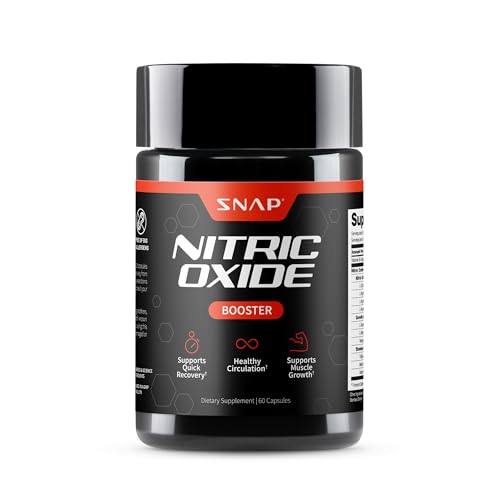Snap Supplements Nitric Oxide Supplement with L-Arginine to Support Energy, Quick Recovery, Heart Health, Muscle Growth & Circulation, 60 Vegan Capsules (1 Month Supply)