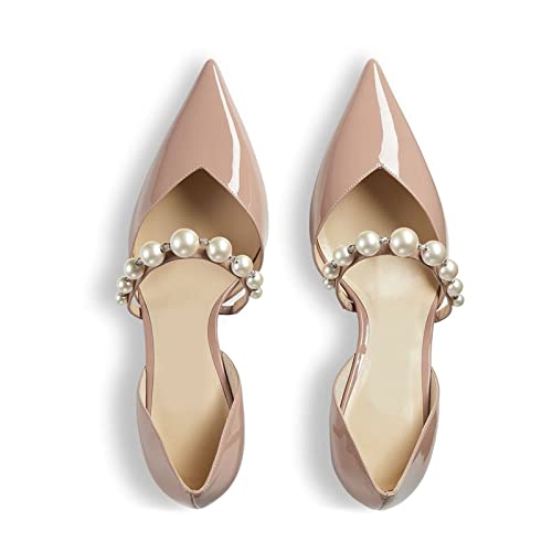 Goolita Closed Pointed Toe Stiletto High Heels Pearl Pumps for Women Patent Leather Party D'Orsay Pumps Wedding Evening Bride Shoes3