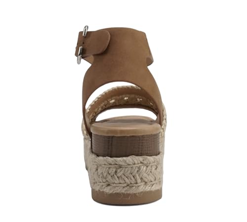 Image of Soda Topic Open Toe Buckle Ankle Strap Espadrilles Flatform Wedge Casual Sandal
