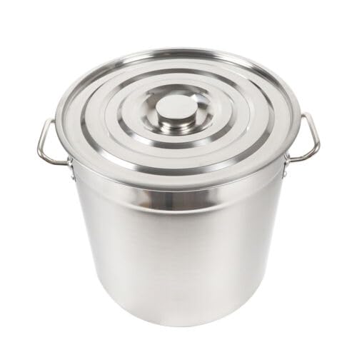 Pentola per zuppa in acciaio inox con coperchio, 50 litri, con manici, per stufare, 41,5 x 40 cm