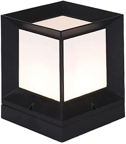 Lampe chapeau de poteau noir en aluminium et acrylique étanche pour extérieur