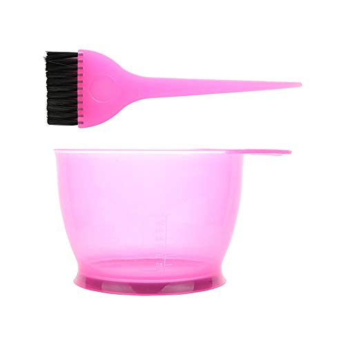 POFET pinceaux de Teinture et Bol Professionnels pour Salon de Coiffure (Rose)