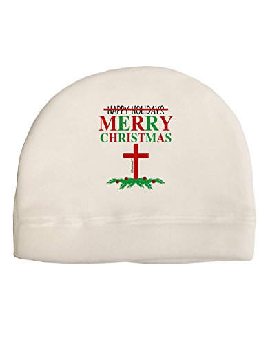 TOOLOUD No Happy Holidays, Merry Christmas Child Fleece Beanie Cap Hat White