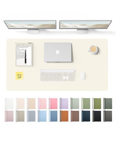 Image of YSAGi Leather Desk Protector, Office Mat, Large Mouse Mat, Non-Slip PU Leather Blotter, Laptop Desk Pad, Waterproof Writing Pad for Office and Home (Cream, 47.2 inch x 23.6 inch)
