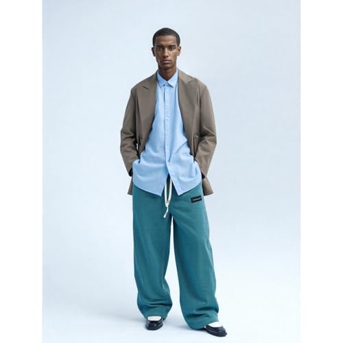 Mokaloha Corduroy Pants, Men's Daily Casual Pit Strip Corduroy Fabric Embroidery Logo Tether Loose Elastic Waist Pocket Pants2