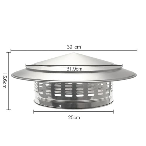 Chapeau de cheminée inox 250mm couvercle toit avec grille - 8