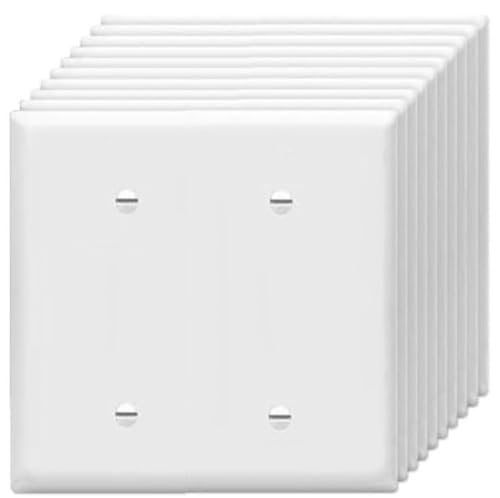 Image of Blank Wall Plates 2-Gang blank Switch Outlet Electrical Cover Plate Unbreakable Thermoplastic Faceplate for Light Receptacle Outlet Switch, White (10 Pack)