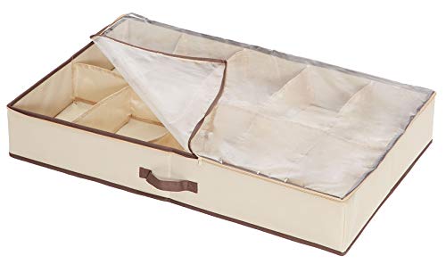 STORAGE MANIAC Durable 10-Pair Underbed Shoe Organizer with Inserted Cardboard, With Clear Cover and...
