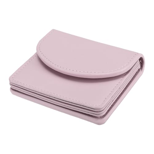 Image of uxcell PU Leather Business Card Case, Business Name Card Holder Wallet with Magnetic Shut Pocket Holder for Women Credit ID Card, Pink