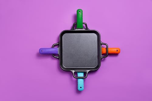 Lodge BOLD 12 Inch Seasoned Cast Iron Square Griddle + Lodge BOLD Silicone Hot Handle Holder - Fresh Green - image 2