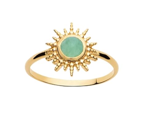 Bague aventurine naturelle et plaqué or Helios pour femme avec sachet velours