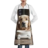 Hgvcse Delantal unisex con diseño de pata de perro con diseño de hueso, ideal para cocinar, barbacoa, regalo para madre o papá, Blanco, talla �nica