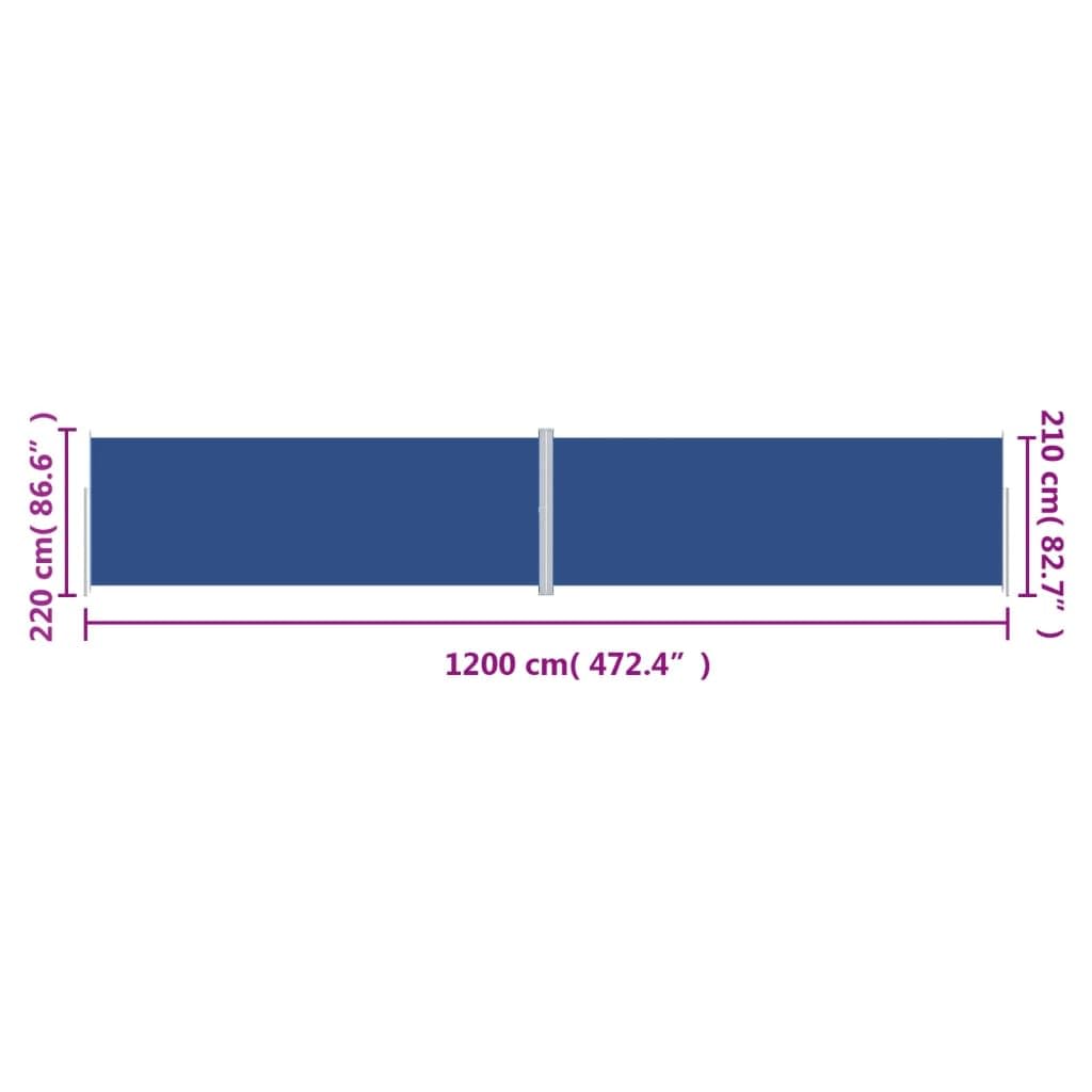vidaXL Zwijana markiza boczna, niebieska, 220 x 1200 cm, markiza na balkon, markiza balkonowa, pionowa markiza, markizy na balkon, markizy balkonowe