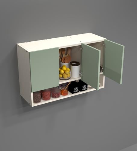 Image of SPECIALITY PANELS 3 Door Mirror Glossy Triple Layered UV Resistant Handless Cabinet Wall Mounted Storage Unit with Space Organizer Cupboard for Kitchen Bathroom Living Room Organizer | DIY Assembly