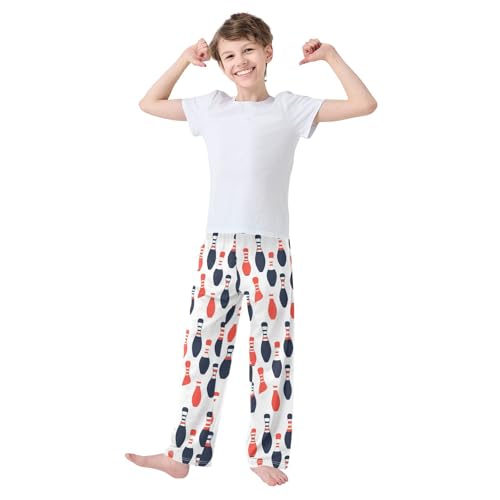 Pajama Bottoms, Bowling Pins Doodle Pattern Sleeping Pant Lounge Wear Pajamas Long Pants Sleepwear PJS2