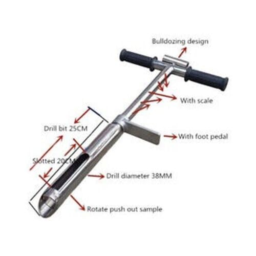 Stainless Steel Soil Sampler with Foot Pedal and Scale Thickness 3mm