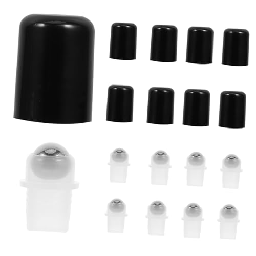 Beaupretty 20 Piezas botella de bola botellas de rodillos para aceites esenciales rodillo de aceite botella de rodillo aceite esencial de rodillo Acero inoxidable Black