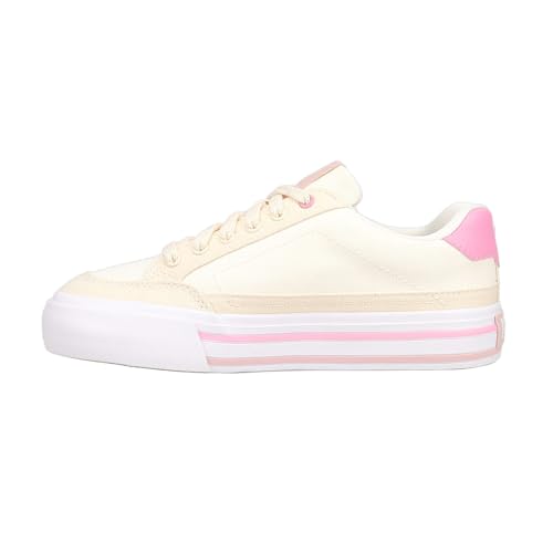 PUMA Womens Court Classic Vulc Lace Up Sneakers Shoes Casual - Off White, Pink3