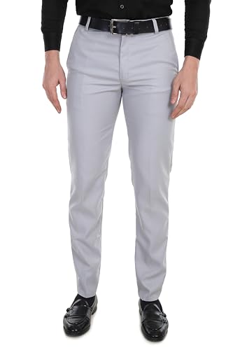 Image of Men's Stretchable Solid Plain Formal Trousers - Regular Fit Stylish Pants for Office & Party, Fashionable Dress Trousers for Men