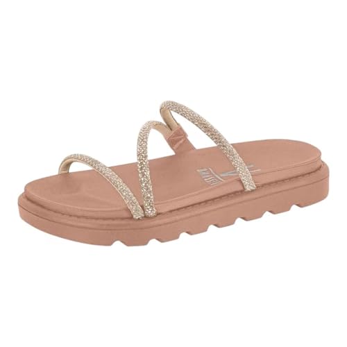 Sandália Vizzano Birken Com Strass Flats (38, Ouro Rosado)