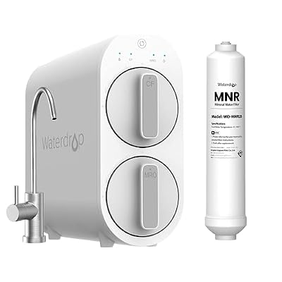 Waterdrop G2 Reverse Osmosis System with WD-MNR35 Remineralization Filter, 7 Stage Tankless RO Water Filter System, Under Sink Water Filtration System, 400 GPD, 1:1 Pure to Drain, Bundle