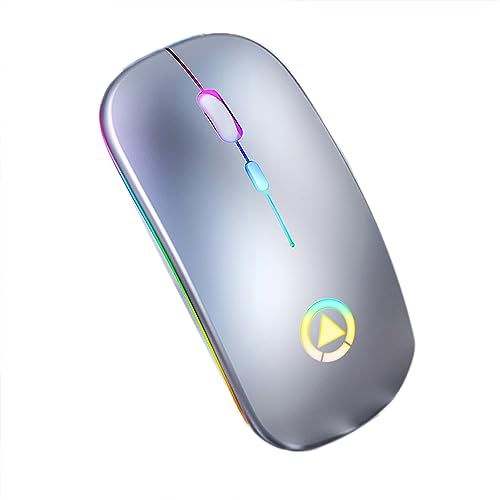 Ratón Inalámbrico, Ratón Recargable, Luz de 7 Colores, Interfaz USB ABS para Dormitorio para Juegos (Versión Recargable Luminosa de respiración #11)