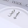 925 Sterling Silver Huggie Hoop Earrings with Moon & Star Design - Handmade Drop Dangle Jewelry for Women & Girls #5