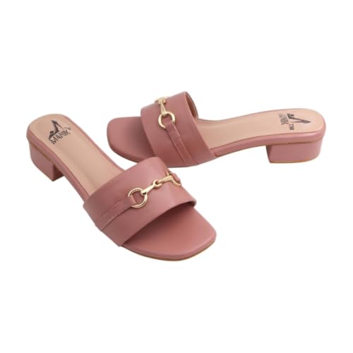 Image of MANIK Women's Fashion Block Heel Sandal | Faux Leather, Comfortable & Stylish Heels Sandals| Ideal for Office, Casual, Party & Formal Occasions 1.5 inches heel