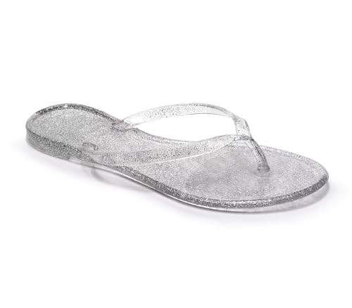 Image of Womens Flip Flops Thong Sandals Jelly Shoes Flat for Ladies Slides Black Slippers Size 9 Slip On Summer Beach Dressy