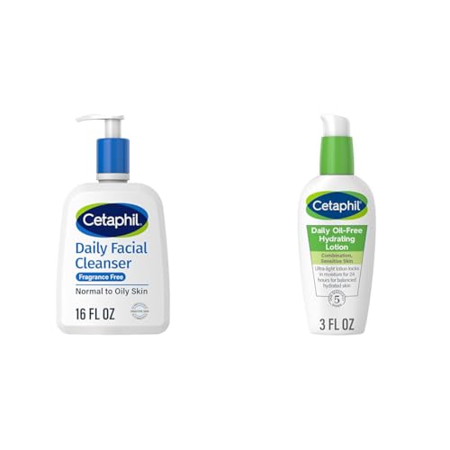 Cetaphil Face Wash, Daily Facial Cleanser for Sensitive, Combination to Oily Skin, 16 oz, Fragrance Free Daily Hydrating Lotion for Face, Hyaluronic Acid, 3 fl oz, Lasting 24 Hr Hydration - image 1