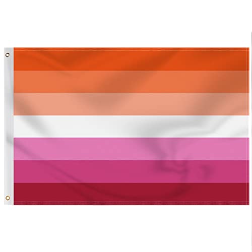 GeeRic Lesbian Flag 3x5 Foot- Vivid Color and UV Fade Resistant - LGBTQ+ Pride Month 3x5 Feet (36 x 60 Inches) Polyester with Two Metal Grommets