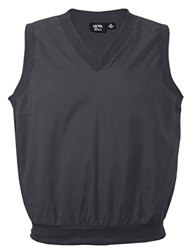 Akwa Made in USA Men's Microfiber Water Repellent V-Neck Pullover Vest Charcoal