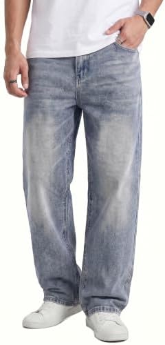 JMIERR Jeans Herren Baggy Baumwolle Vintage Stretch | Bequeme Baumwolle,Weites Bein,Freizeithosen,5-Pocket-Design,Loose Fit,Y2K,Hip Hop,Streetwear,Alltag und Casual