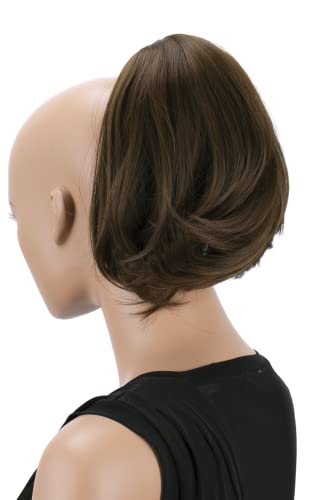 PRETTYSHOP BUN Up Do Hair Piece Hair Ribbon Ponytail Extensions Draw String Scrunchy Scrunchie Wavy Messy Medium brown # 9 H405