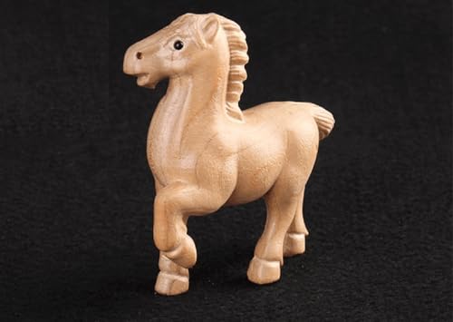 Estatua de Caballo Tallada a Mano en Madera Natural miniatura 4